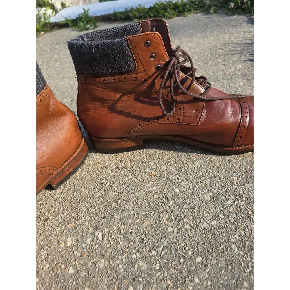 Warfield & Grand Grady Men's Size 13 Brown Leather Brogue Cap Toe Boots
